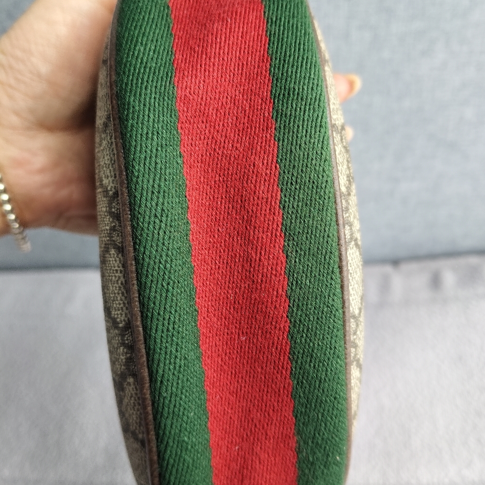 Gucci Brown GG Supreme Crescent Shoulder Bag with Gold Hardware - Picture 11 of 12